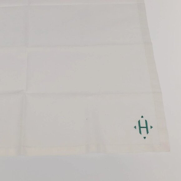 HERMES Handkerchief Cotton White Auth 101161 - Picture 5 of 10